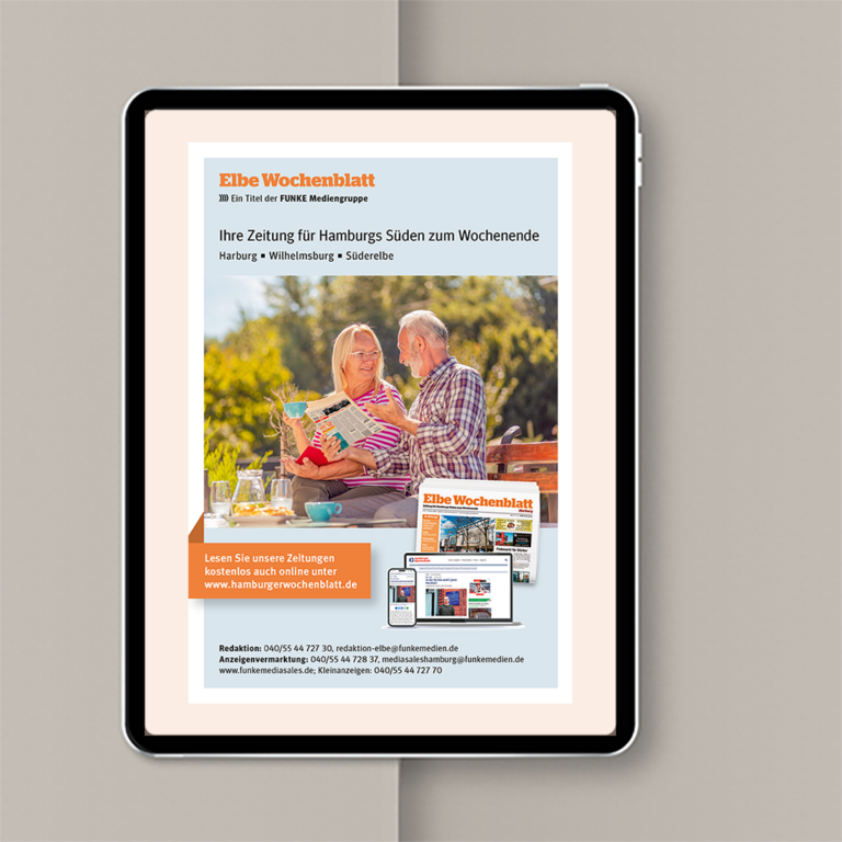 Grafikdesign für die Eigenanzeige des ELBE Wochenblatts – Marketing und Werbung für Printmedien