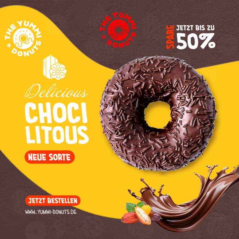 Grafikdesign Anzeigenentwurf für Donuts - Marketing und Werbung für Onlinemedien