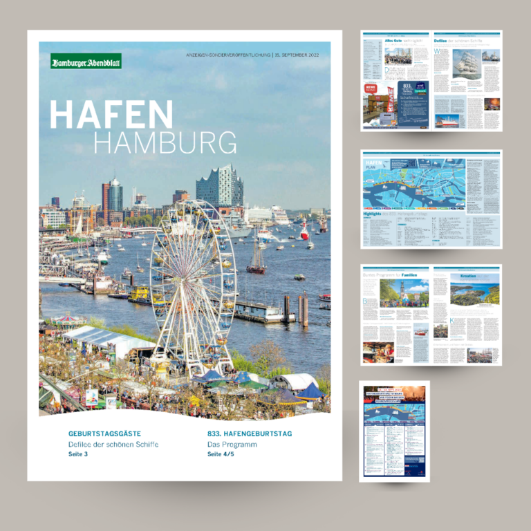 Editorial Design für die Beilage ‚Hafen‘ des Hamburger Abendblatts – Grafikdesign für Printmedien
